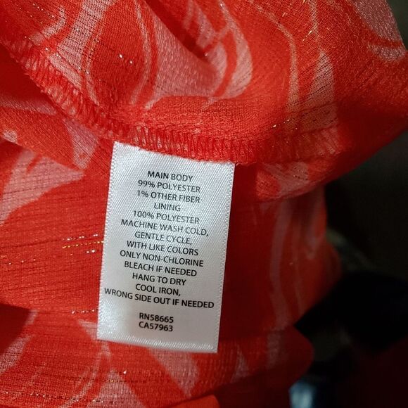 Chelsea28 XL Floral Faux Wrap Bodice Midi Dress Tangerine - Picture 7 of 8